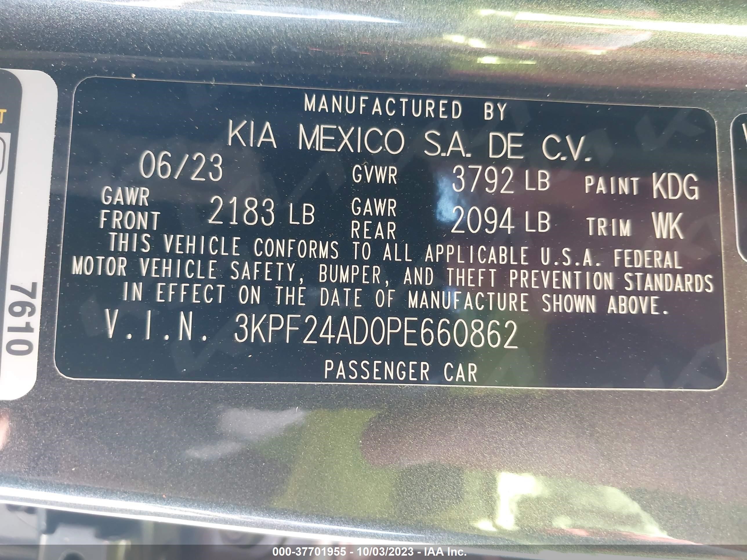 Photo 8 VIN: 3KPF24AD0PE660862 - KIA FORTE 