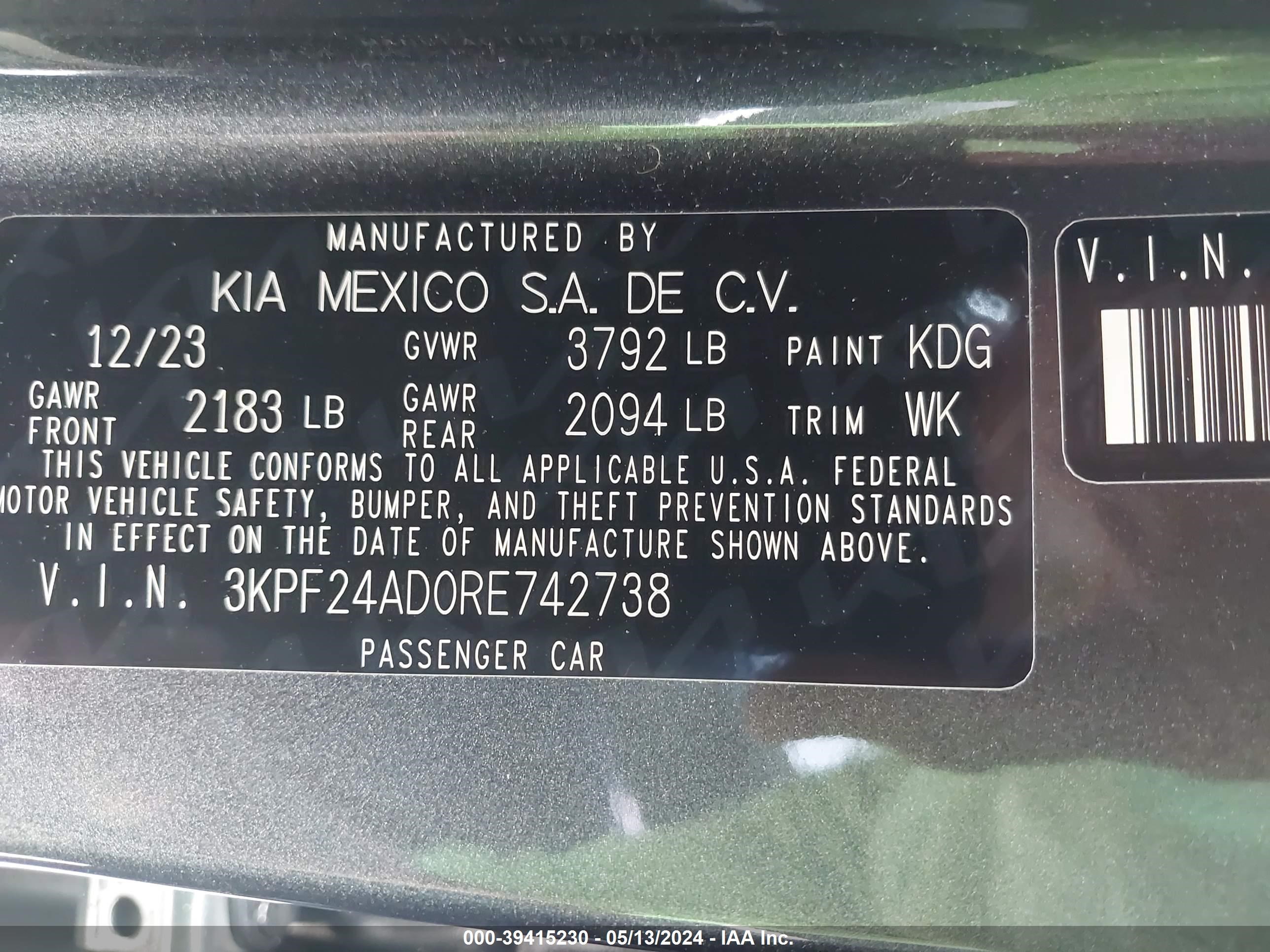 Photo 8 VIN: 3KPF24AD0RE742738 - KIA FORTE 