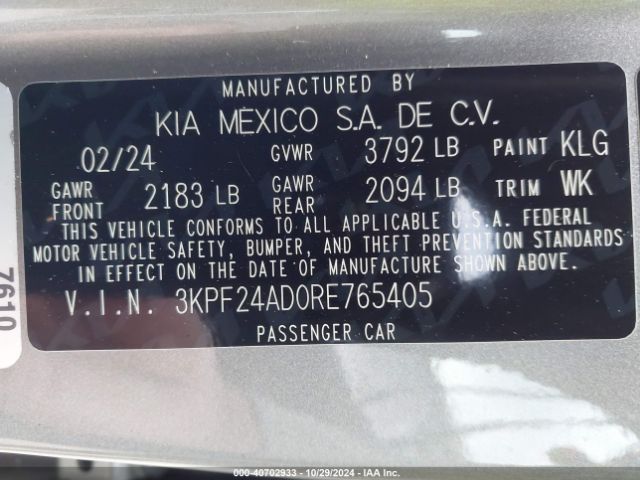 Photo 8 VIN: 3KPF24AD0RE765405 - KIA FORTE 