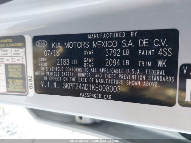 Photo 8 VIN: 3KPF24AD1KE008003 - KIA FORTE 