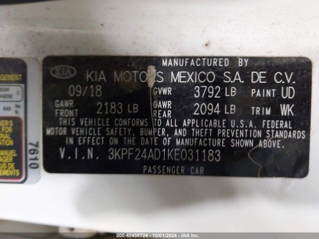 Photo 8 VIN: 3KPF24AD1KE031183 - KIA FORTE 