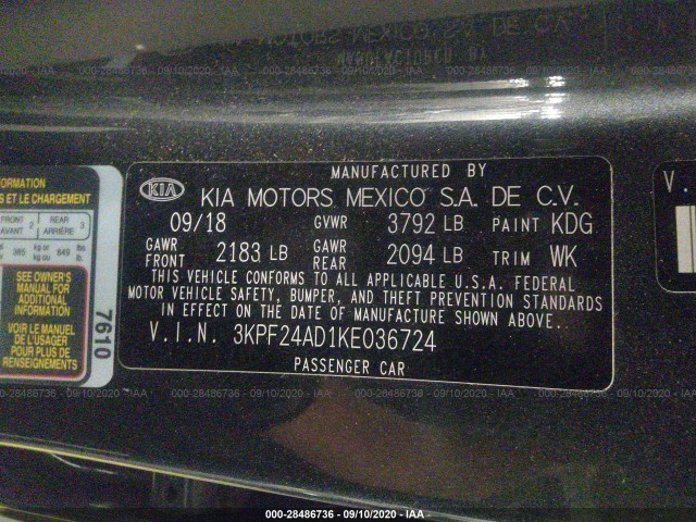 Photo 8 VIN: 3KPF24AD1KE036724 - KIA FORTE 