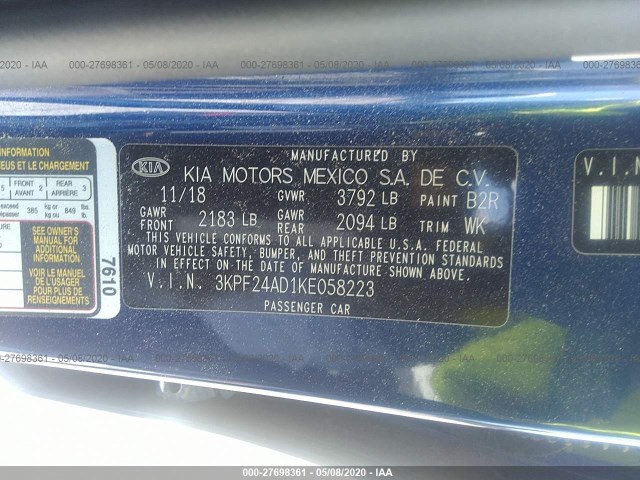 Photo 8 VIN: 3KPF24AD1KE058223 - KIA FORTE 