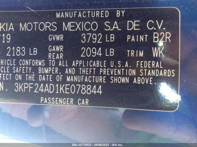 Photo 8 VIN: 3KPF24AD1KE078844 - KIA FORTE 