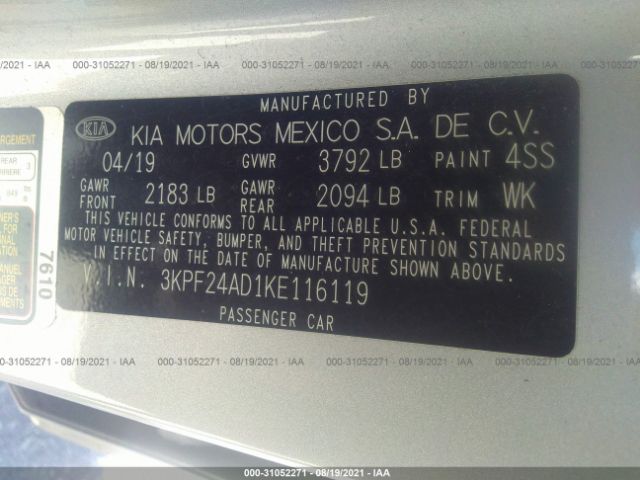 Photo 8 VIN: 3KPF24AD1KE116119 - KIA FORTE 