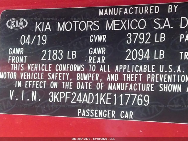 Photo 8 VIN: 3KPF24AD1KE117769 - KIA FORTE 