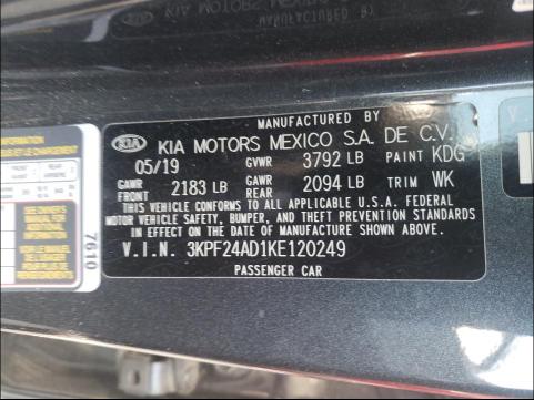 Photo 9 VIN: 3KPF24AD1KE120249 - KIA FORTE FE 