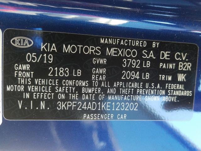 Photo 9 VIN: 3KPF24AD1KE123202 - KIA FORTE FE 