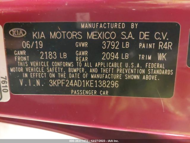 Photo 8 VIN: 3KPF24AD1KE138296 - KIA FORTE 