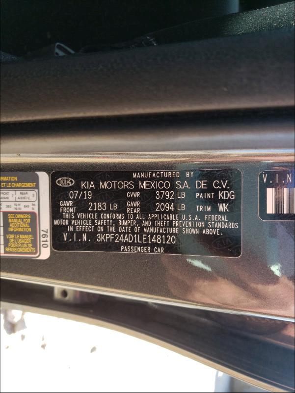 Photo 9 VIN: 3KPF24AD1LE148120 - KIA FORTE FE 