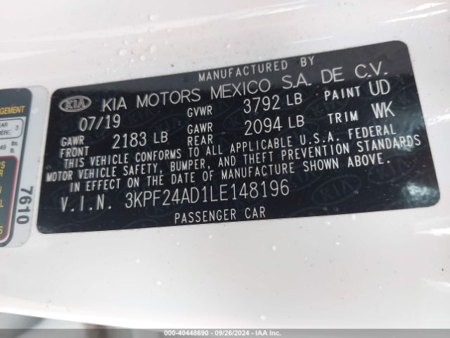 Photo 8 VIN: 3KPF24AD1LE148196 - KIA FORTE 