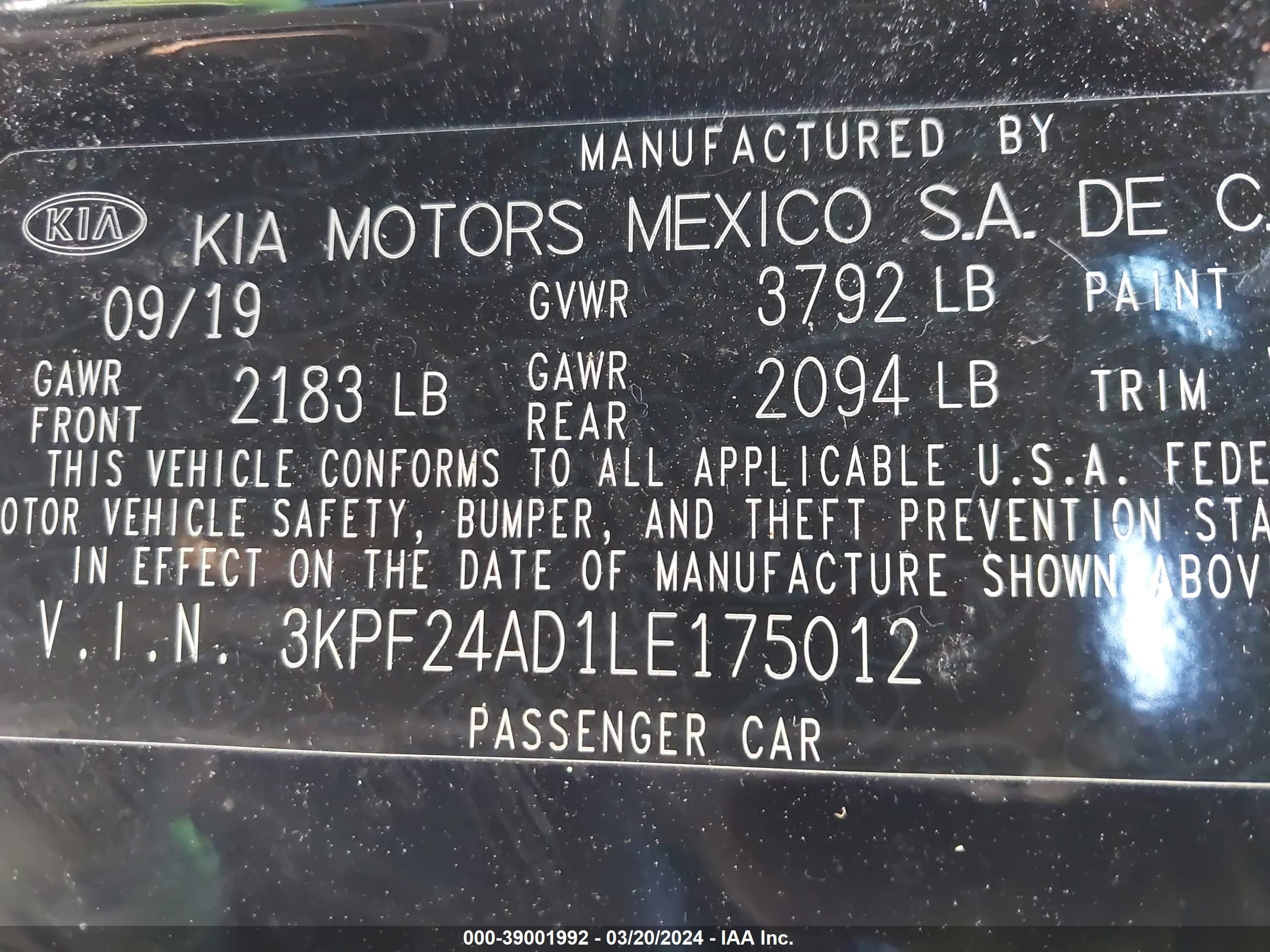 Photo 8 VIN: 3KPF24AD1LE175012 - KIA FORTE 