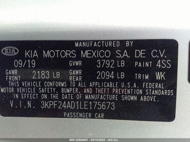 Photo 8 VIN: 3KPF24AD1LE175673 - KIA FORTE 