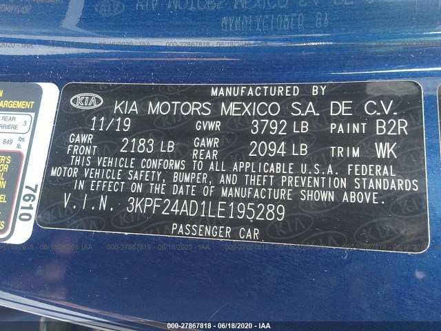 Photo 8 VIN: 3KPF24AD1LE195289 - KIA FORTE 