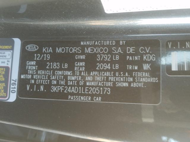 Photo 9 VIN: 3KPF24AD1LE205173 - KIA FORTE FE 