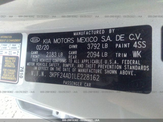 Photo 8 VIN: 3KPF24AD1LE228162 - KIA FORTE 