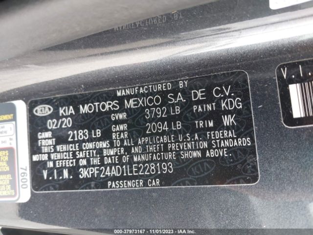 Photo 8 VIN: 3KPF24AD1LE228193 - KIA FORTE 