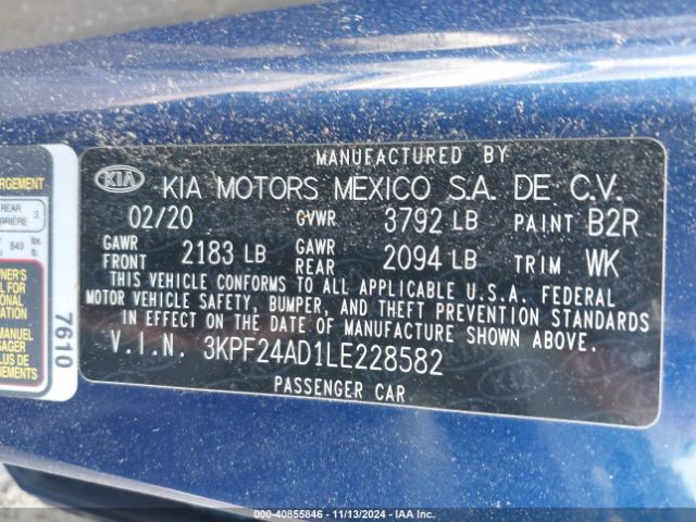 Photo 8 VIN: 3KPF24AD1LE228582 - KIA FORTE 