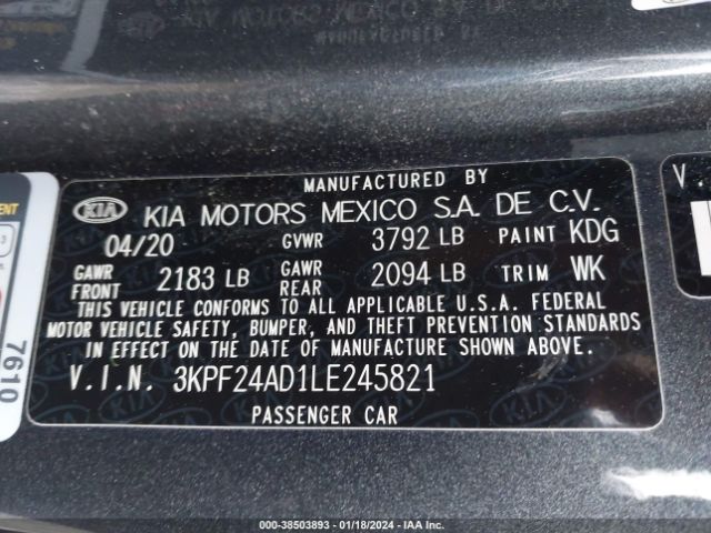 Photo 8 VIN: 3KPF24AD1LE245821 - KIA FORTE 