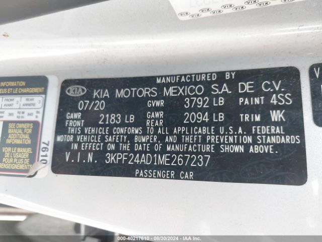 Photo 8 VIN: 3KPF24AD1ME267237 - KIA FORTE 