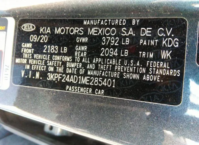 Photo 8 VIN: 3KPF24AD1ME285401 - KIA FORTE 