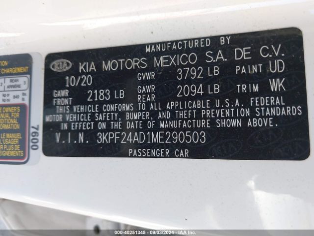 Photo 8 VIN: 3KPF24AD1ME290503 - KIA FORTE 