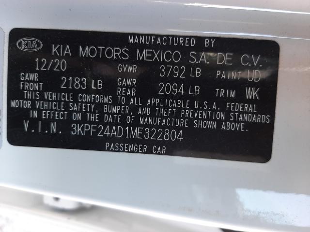 Photo 9 VIN: 3KPF24AD1ME322804 - KIA FORTE FE 