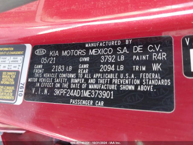 Photo 8 VIN: 3KPF24AD1ME373901 - KIA FORTE 