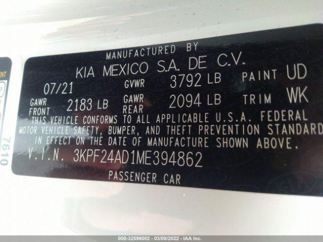 Photo 8 VIN: 3KPF24AD1ME394862 - KIA FORTE 