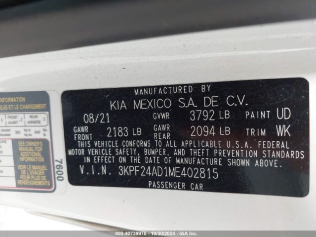 Photo 8 VIN: 3KPF24AD1ME402815 - KIA FORTE 