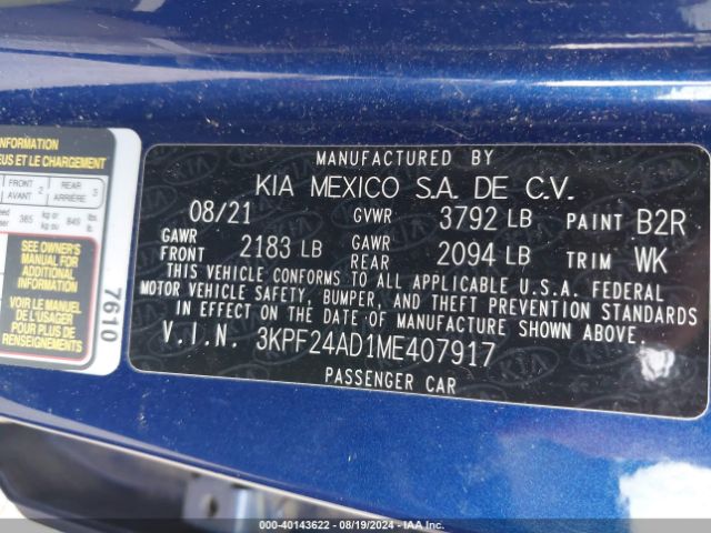 Photo 8 VIN: 3KPF24AD1ME407917 - KIA FORTE 