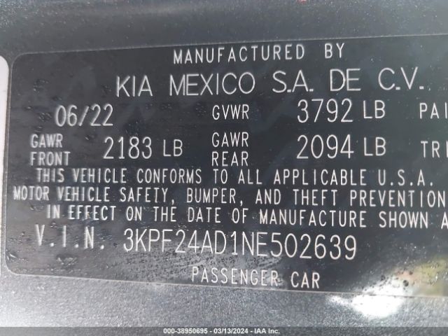 Photo 8 VIN: 3KPF24AD1NE502639 - KIA FORTE 