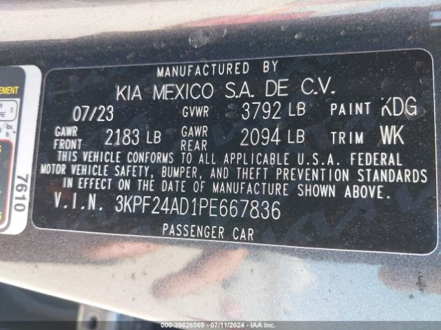 Photo 8 VIN: 3KPF24AD1PE667836 - KIA FORTE 