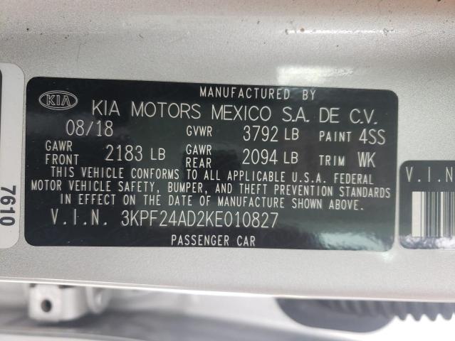 Photo 9 VIN: 3KPF24AD2KE010827 - KIA FORTE FE 