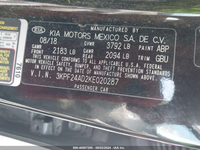 Photo 8 VIN: 3KPF24AD2KE020287 - KIA FORTE 