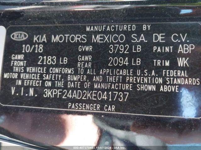 Photo 8 VIN: 3KPF24AD2KE041737 - KIA FORTE 