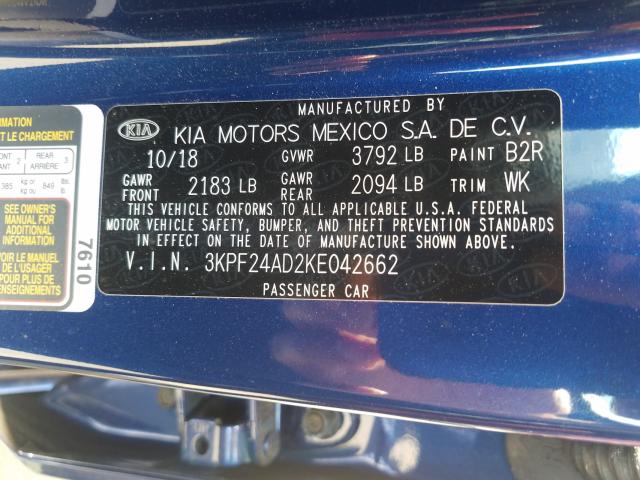 Photo 9 VIN: 3KPF24AD2KE042662 - KIA FORTE FE 