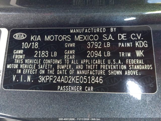 Photo 8 VIN: 3KPF24AD2KE051846 - KIA FORTE 