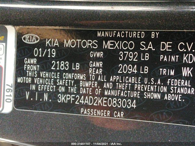 Photo 8 VIN: 3KPF24AD2KE083034 - KIA FORTE 