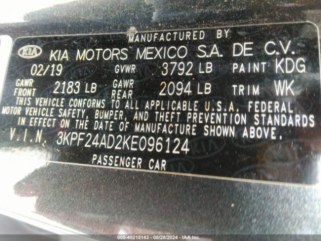 Photo 8 VIN: 3KPF24AD2KE096124 - KIA FORTE 