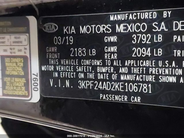 Photo 8 VIN: 3KPF24AD2KE106781 - KIA FORTE 