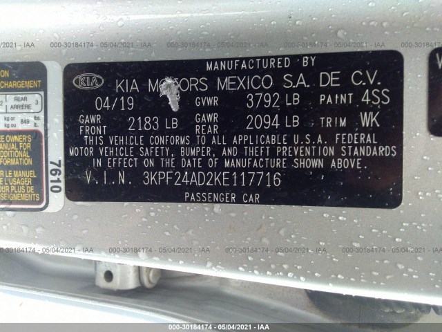 Photo 8 VIN: 3KPF24AD2KE117716 - KIA FORTE 