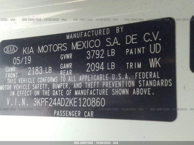 Photo 8 VIN: 3KPF24AD2KE120860 - KIA FORTE 