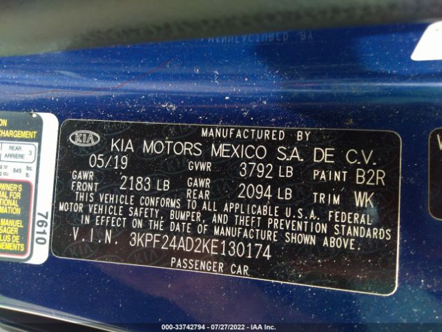 Photo 8 VIN: 3KPF24AD2KE130174 - KIA FORTE 