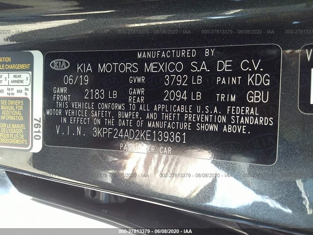 Photo 8 VIN: 3KPF24AD2KE139361 - KIA FORTE 