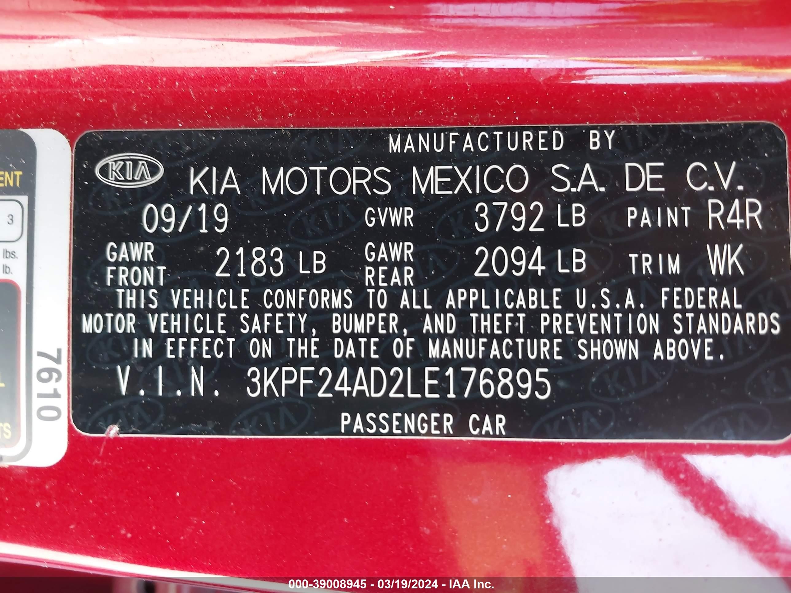 Photo 8 VIN: 3KPF24AD2LE176895 - KIA FORTE 