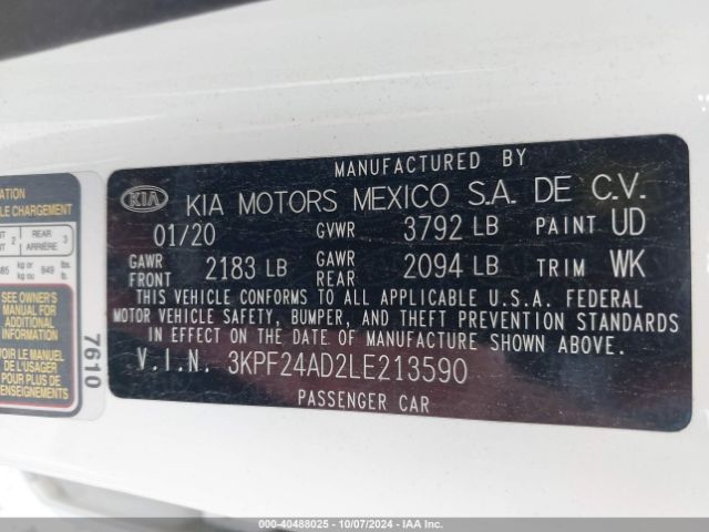 Photo 8 VIN: 3KPF24AD2LE213590 - KIA FORTE 