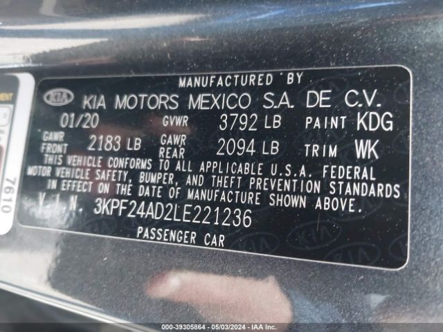 Photo 8 VIN: 3KPF24AD2LE221236 - KIA FORTE 