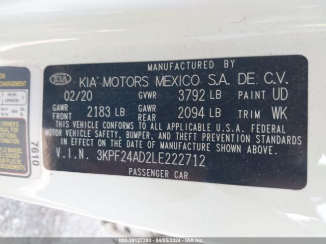 Photo 8 VIN: 3KPF24AD2LE222712 - KIA FORTE 