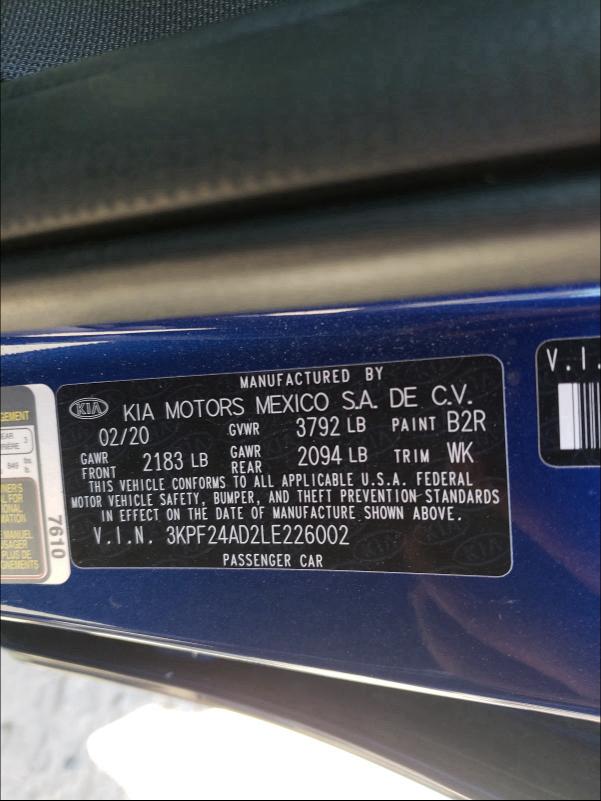 Photo 9 VIN: 3KPF24AD2LE226002 - KIA FORTE FE 